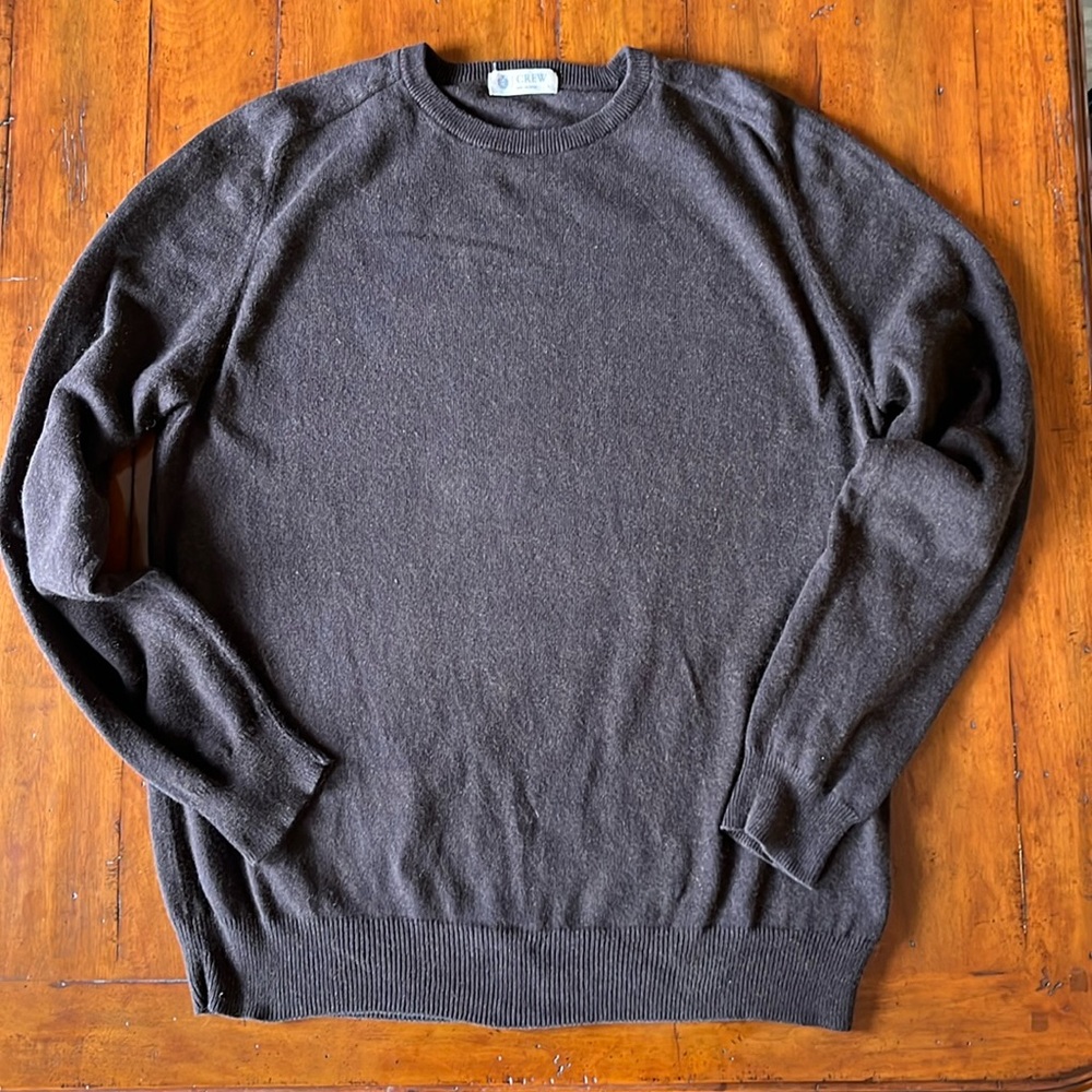 BROWN IS THE NEW BLACK J.CREW MENS LARGE COTTON CASHMERE CREW SWEATER